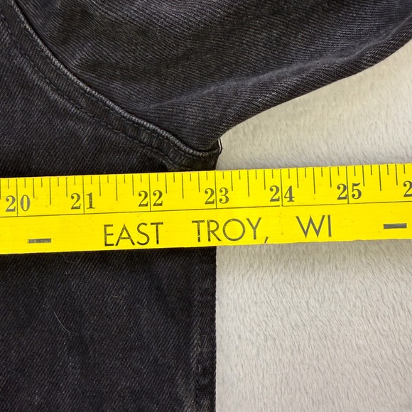 R3BEL‎ Jacket Mens Large Denim Black Embroidered Paradise Thrashed Distressed - Picture 5 of 11